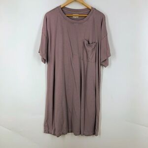 Mate The Label Womens Oversized Short Sleeve T-Shirt Dress Mauve Pocket SZ 1X